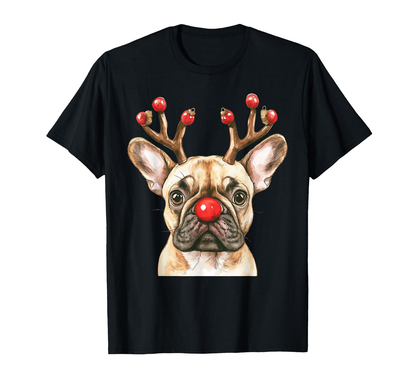 French Bulldog Reindeer Christmas Lights Dog Lover Xmas T-Shirt