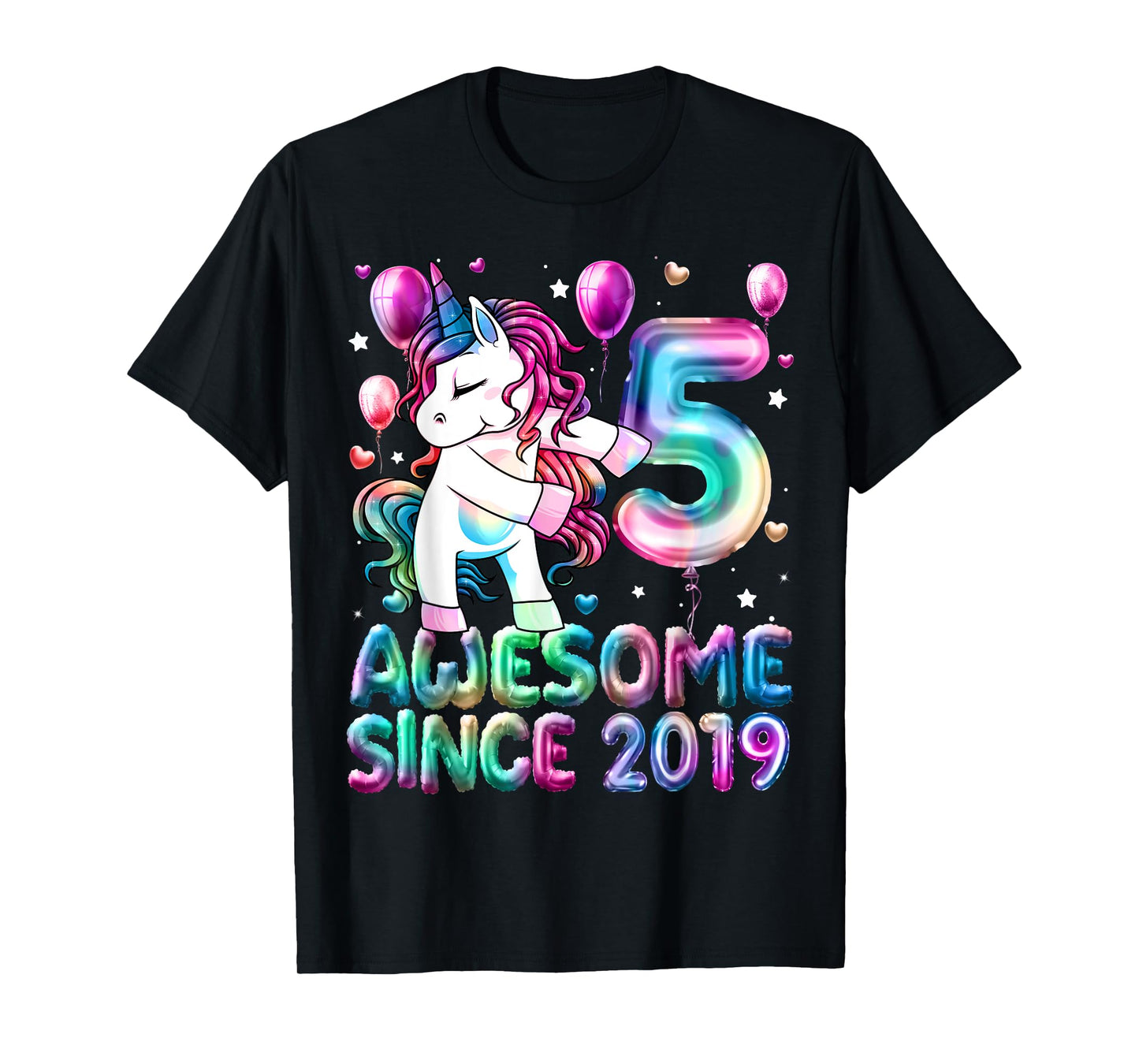 Flossing Unicorn 5 Year Old 5th Birthday Girl Unicorn Party T-Shirt