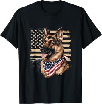 German Shepherd Dog American Flag Patriot Dog Lovers T-Shirt
