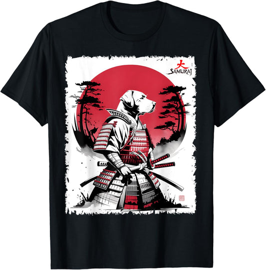 Labrador Retriever Dog Samurai Japan Warrior Japanese Vibes T-Shirt