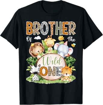 Brother Of The Wild One 1St Birthday Kids Safari Jungle T-Shirt