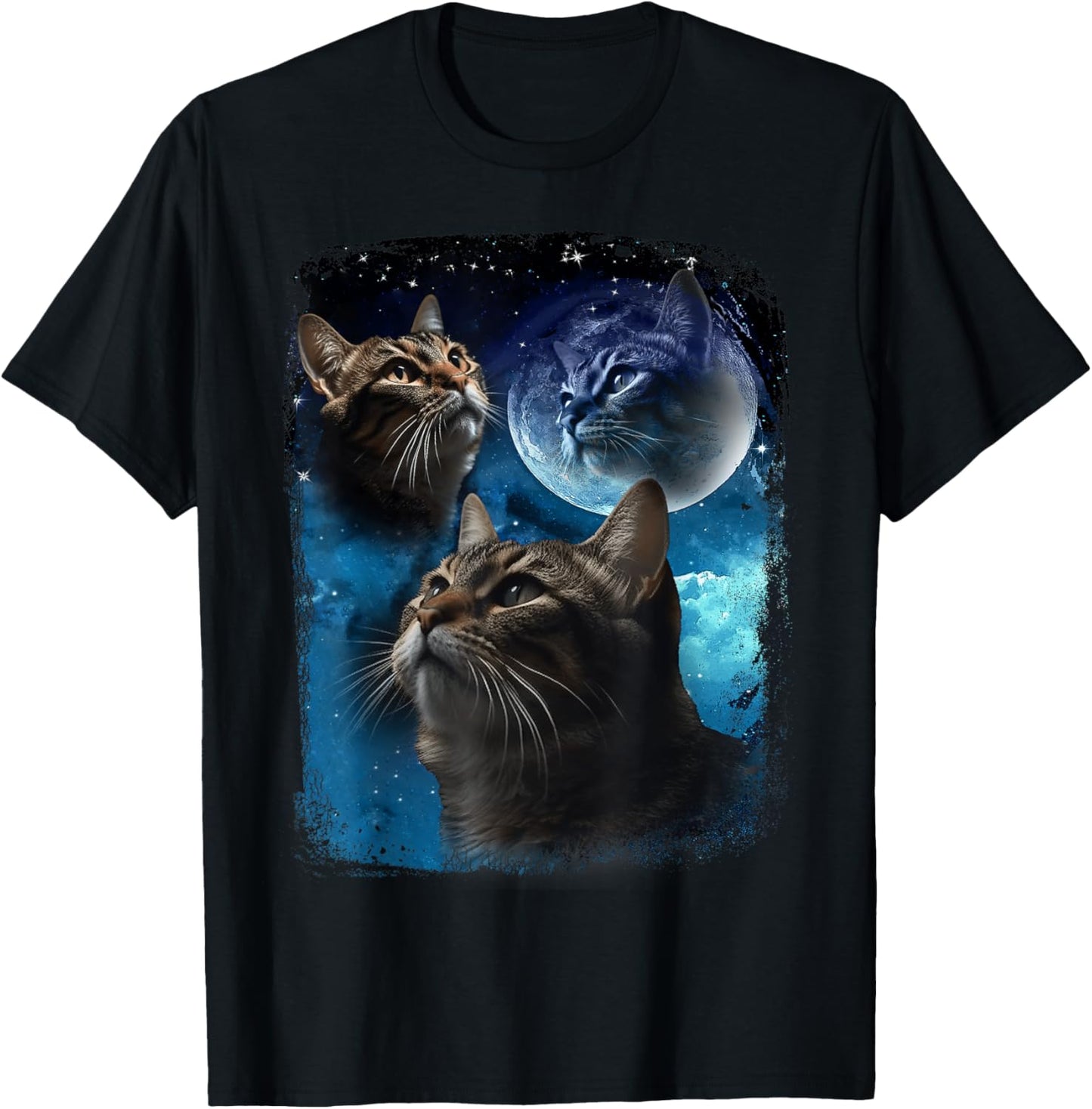 Cats Howl at Moon Funny Vintage Three Cat Howling wolf meme T-Shirt