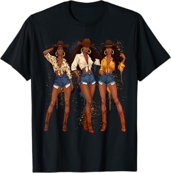 Black Cowgirls Squad Shirt Rodeo Western Girls Country T-Shirt