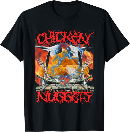 Funny Chicken Nugget Bootleg Hardcore Flames Meme T-Shirt