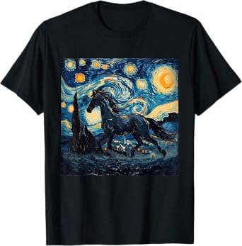 Horse Lover Van Gogh Style Starry Night Graphic T-Shirt