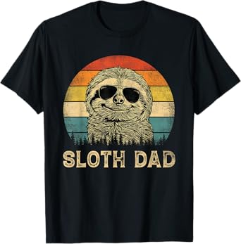 Vintage Sloth Dad Sloth Lovers Daddy Father's Day T-Shirt