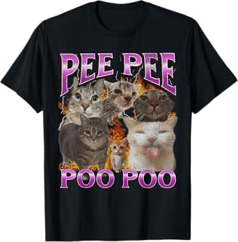 Pee Pee Poo Poo Funny Cat Meme Bootleg Graphic T-Shirt