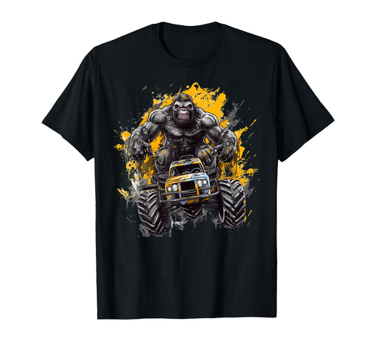 Sasquatch Riding Monster Truck Bigfoot for Boys Toddlers T-Shirt