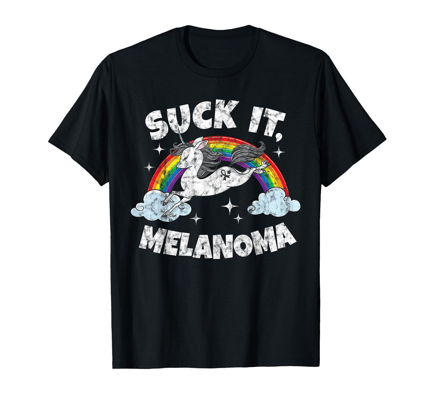 Suck It Melanoma Cancer Funny Quote Unicorn Rainbow T-Shirt