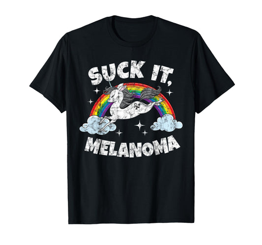 Suck It Melanoma Cancer Funny Quote Unicorn Rainbow T-Shirt