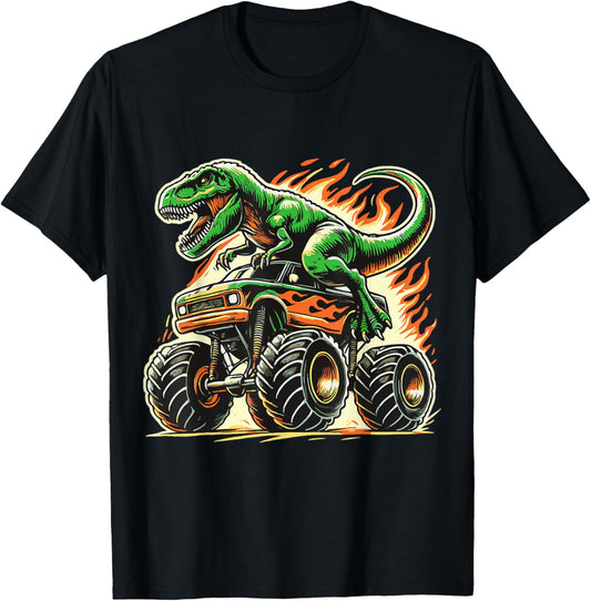 Boys Dinosaur Tee for Men or Kids Monster Truck Toddler T-Shirt
