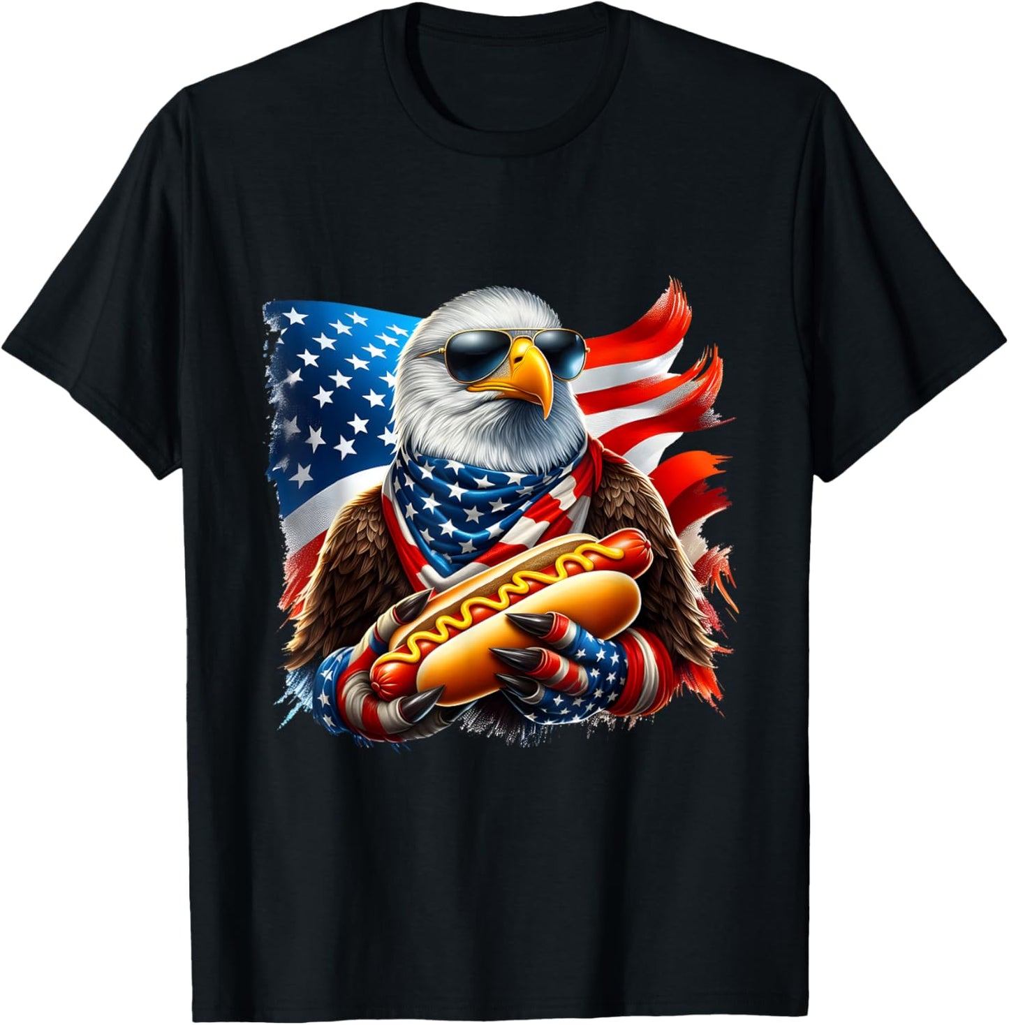 Funny Bald Eagle Hotdog American Patriotic 4th of July T-Shirt