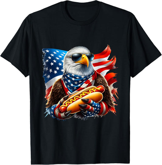 Funny Bald Eagle Hotdog American Patriotic 4th of July T-Shirt