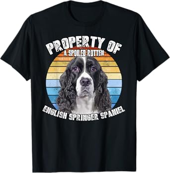 English Springer Spaniel Black Retro Property Of T-Shirt