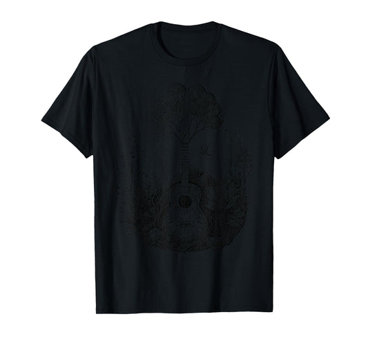 Acoustic Guitar With Plants And Trees Guitarist T-Shirt