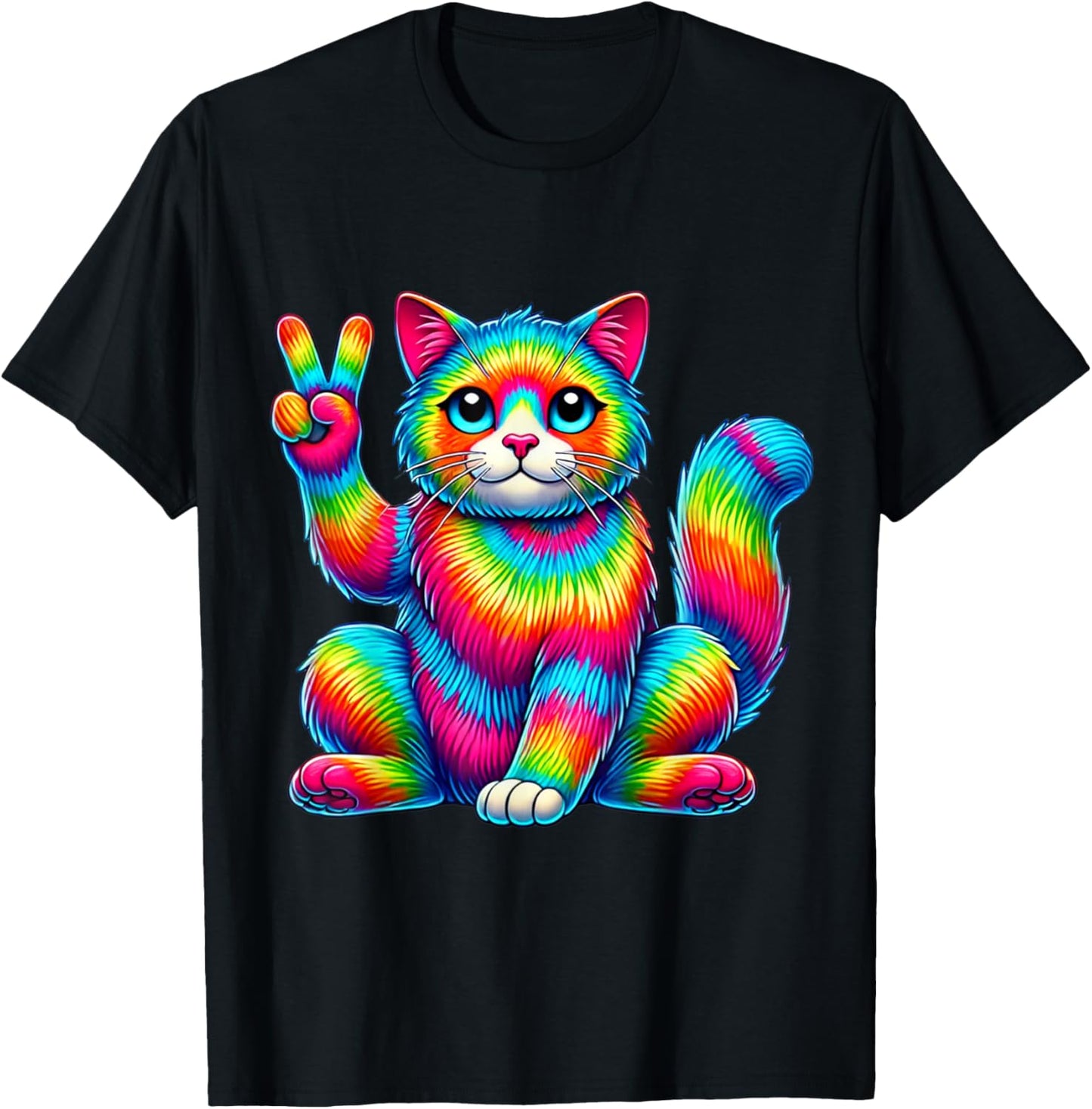 Tie-Dye cat feline Peace Sign hippie T-Shirt