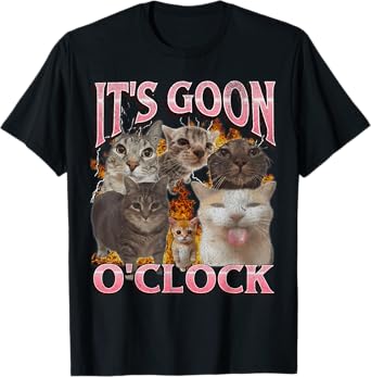 Gooning O'clock Funny Cat Meme Bootleg Graphic T-Shirt