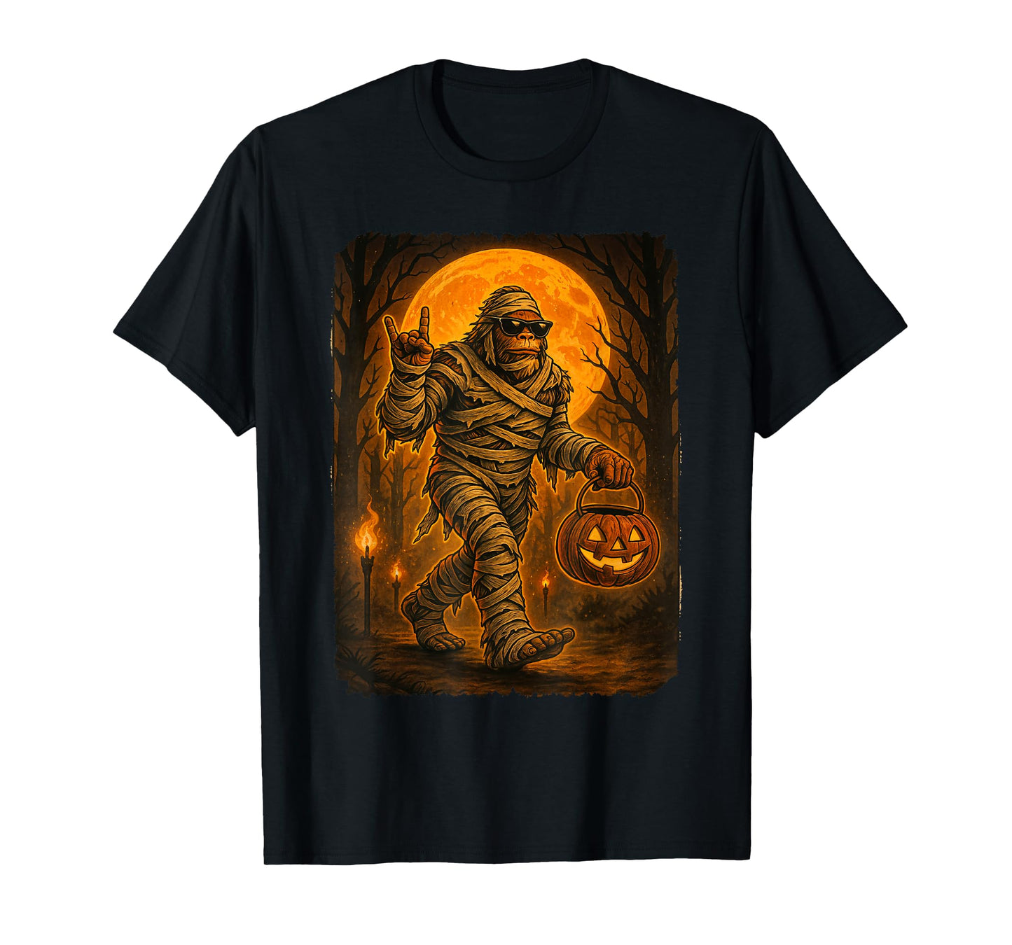Funny Jack O Lantern Mummy Bigfoot Halloween Costumes Men T-Shirt