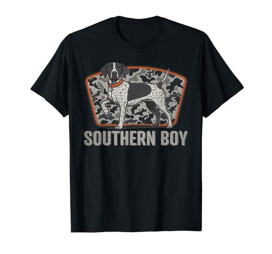 Southern Boy Hunting Dog Camo Retro Outdoor Local Boy Pride T-Shirt