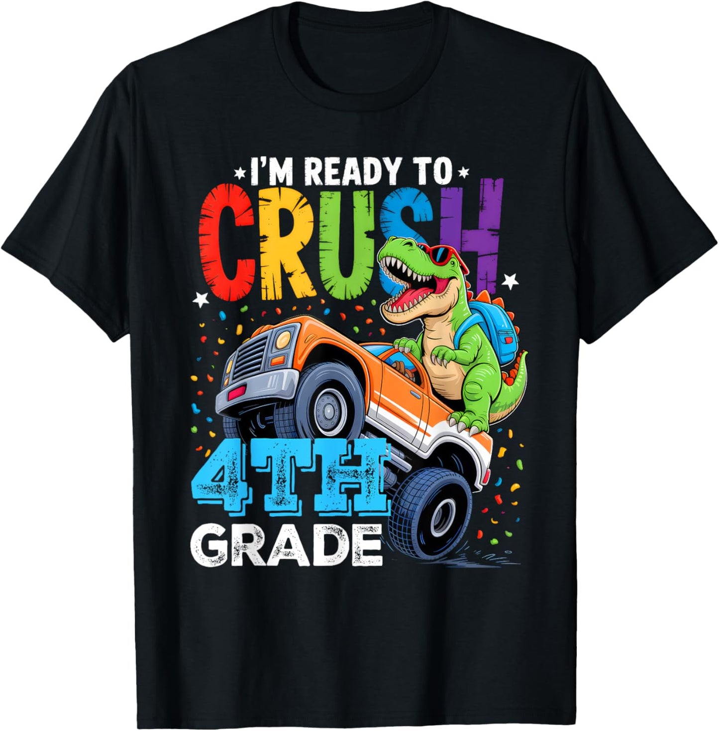 I'm Ready To Crush 4th Grade Back To School Boy Dinosaur T-Shirt
