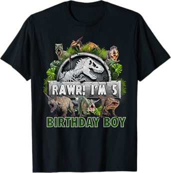 Kids 5 Year Old Shirt 5th Birthday Boy T Rex Dinosaur T-Shirt