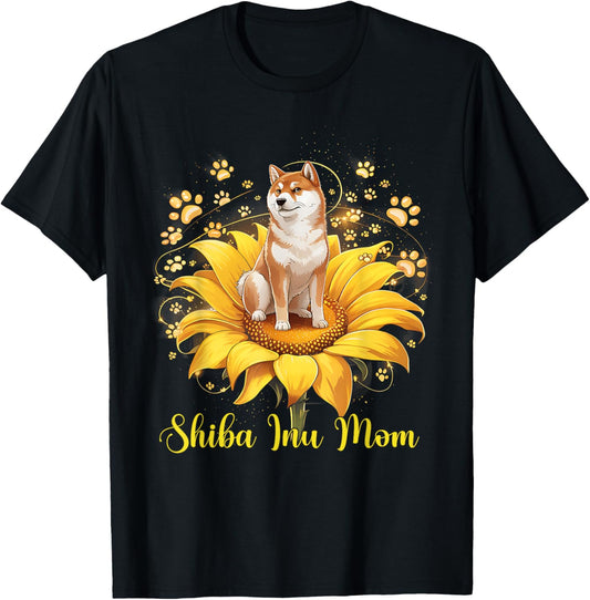 Shiba Inu Mom Sunflower Women Men Dog Lovers Mother's Day T-Shirt