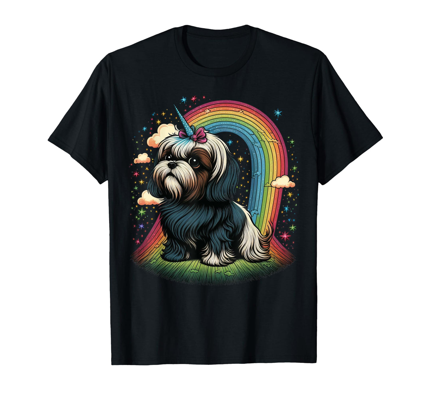 Shih Tzu Unicorn on Rainbow Unicorn Shih Tzu T-Shirt
