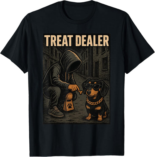Dachshund Treat Dealer Parody Humor Dog Lover T-Shirt