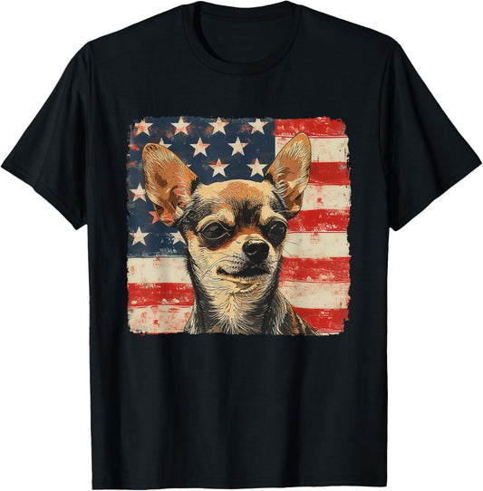 Patriotic 4th of July Shirt Chihuahua Dog Men Women T-shirt