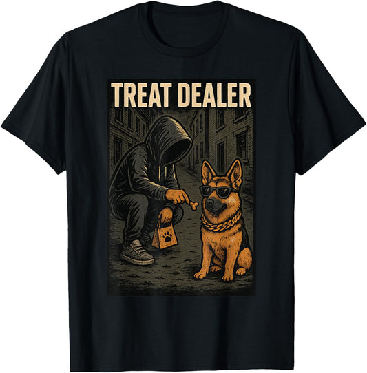 German Shepherd Treat Dealer Parody Humor Dog Lover T-Shirt