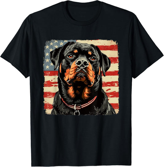 Red White Blue Rottweiler Dog Sunglasses Fourth of July T-Shirt