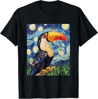 Toucan Tucan Bird Graphic - Van Gogh Style - Starry Night T-Shirt