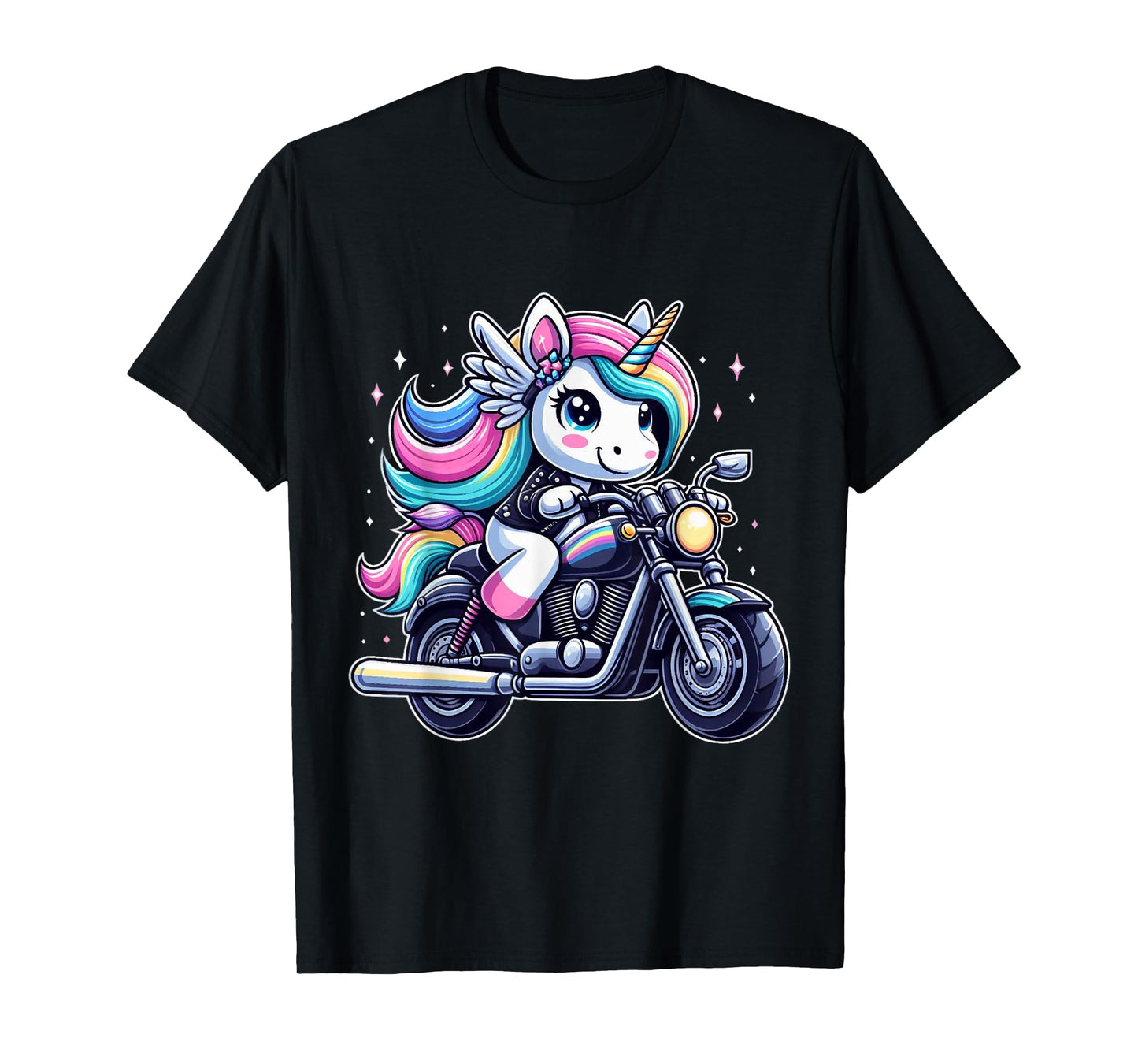 Unicorn Riding A Motorcycle Boys Girls Men Women Kids Adults T-Shirt