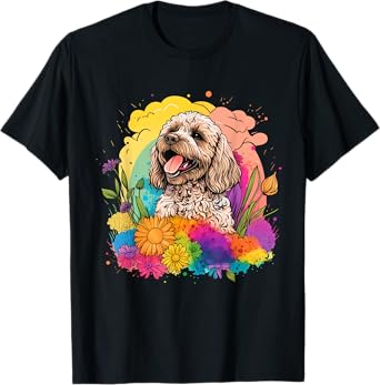 Cockapoo Mom Women Colorful Floral Graphic Flowers Dog T-Shirt