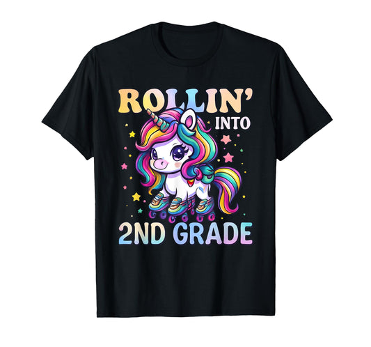2nd Grade Back To School First Day Girl Rollin Unicorn T-Shirt