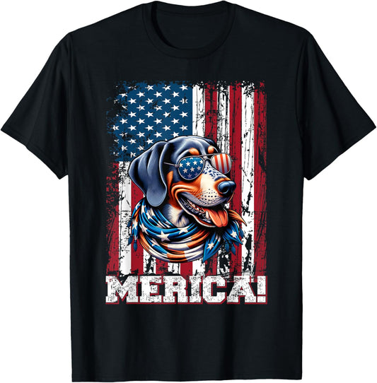 Bluetick Coonhound Dog Lover US Flag 4th Of July Patriotic T-Shirt
