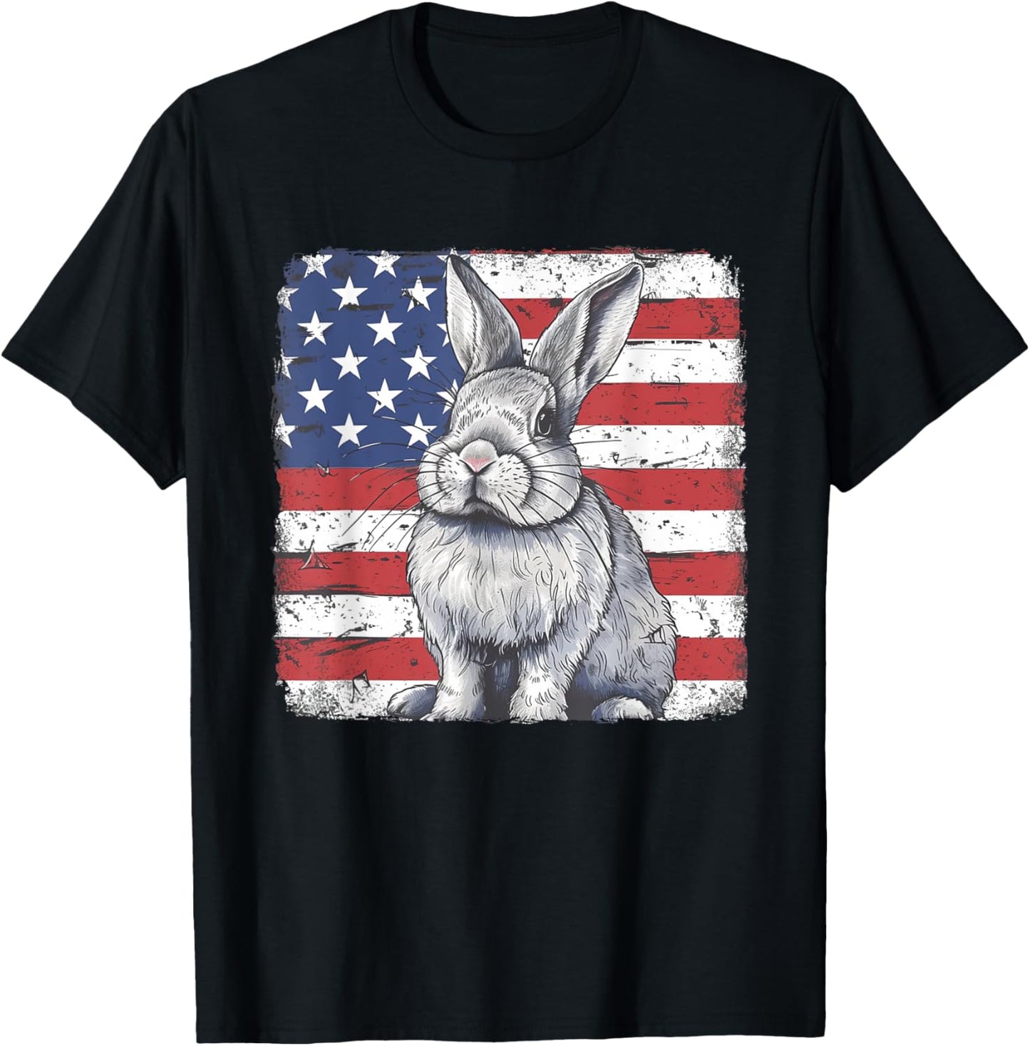 America Flag Fourth of July Cute Rabbit T-Shirt