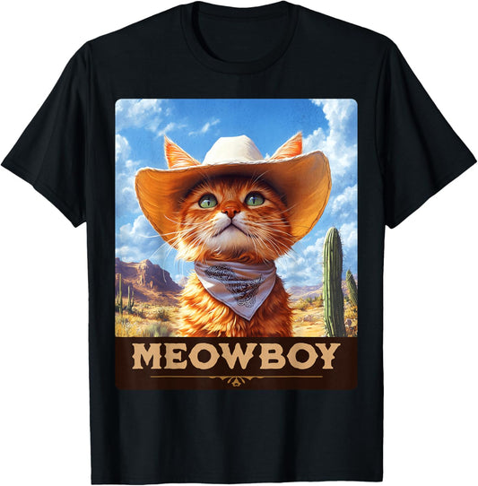 Meowboy: Cowboy Kitten, Western Whiskers, Cat T-Shirt