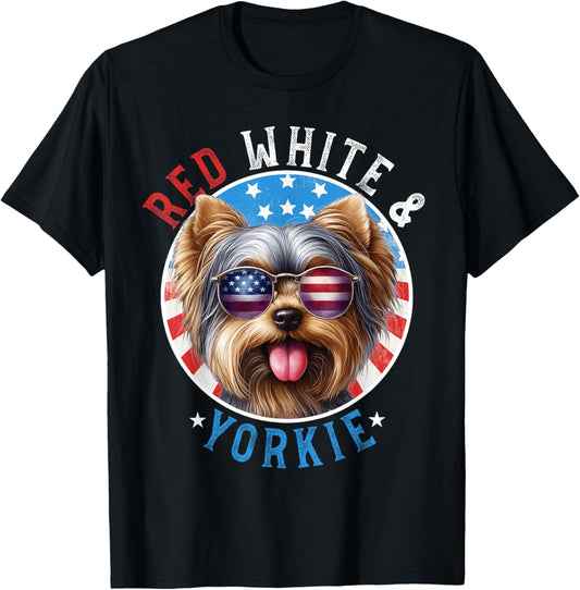 Yorkshire Terrier Dog 4th of July Red White & Yorkie Lovers T-Shirt