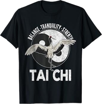 Tai Chi Yin Yang Crane Chinese Martial Arts Retro Vintage T-Shirt