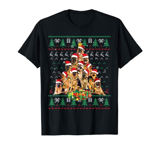 German Shepherd Christmas Tree Ugly Sweater Dog Xmas T-Shirt