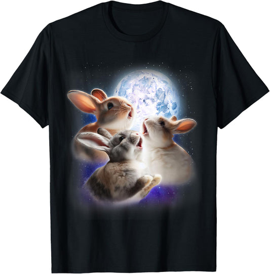 3 Bunnies Howling At The Moon Funny Rabbit Bunny Lover Kids T-Shirt