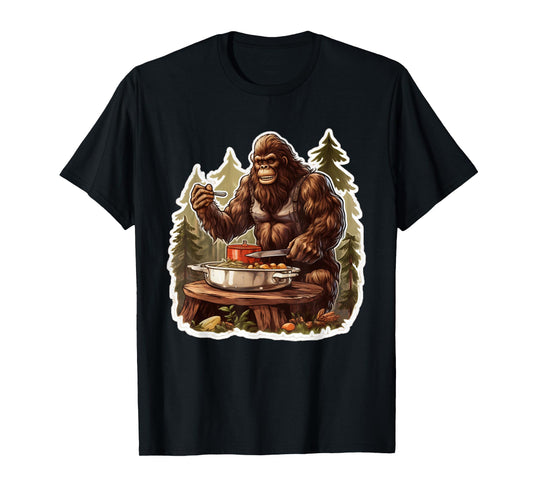 Bigfoot Chef Sasquatch Cooking Food Funny Foodie T-Shirt