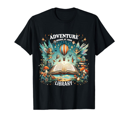 Adventure Begins at Your Library Summer fairies Reading 2024 Men Women T-Shirt