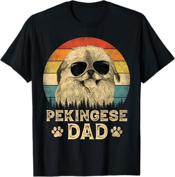 Vintage Pekingese Dad Dog Lovers Father's Day Tee T-Shirt
