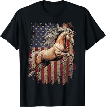 Horse American Flag USA 4th of July Horses T-Shirt