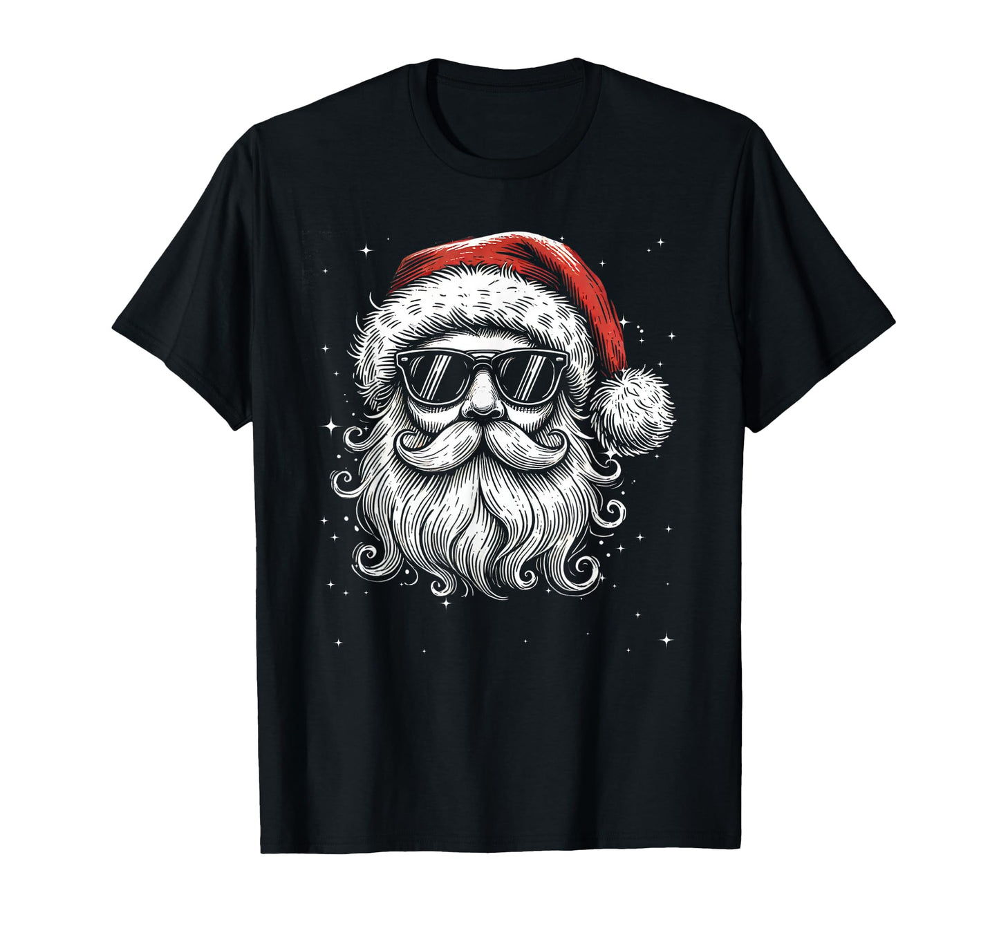 Cool Retro Santa Face Wearing Vintage Sunglasses And Hat T-Shirt
