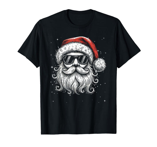 Cool Retro Santa Face Wearing Vintage Sunglasses And Hat T-Shirt