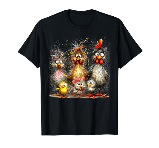 Funny Chicken Eagerlys Colorful Rufled Hair Painting Women T-Shirt