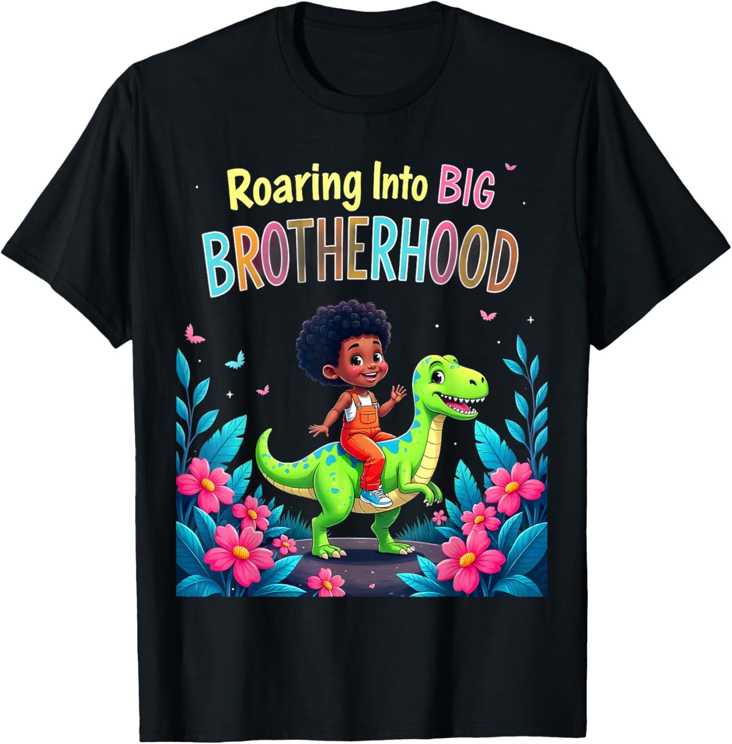 Dinosaur Big Bro Roar Colorful Boy Gender Reveal graphic T-Shirt